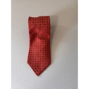 Tommy Hilfiger Silk Tie Orange & Navy‎ With White & Navy Geometric Print